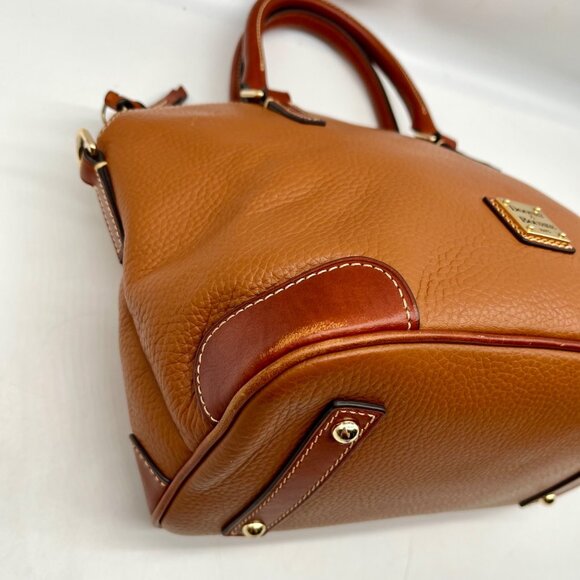 Dooney & Bourke Brown Pebbled Grain Leather Charli Covertible Satchel Bag - Picture 7 of 11
